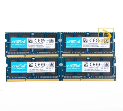 Crucial 4X 4GB 2RX8 PC3L-12800S DDR3 1600Mhz 204Pin Laptop Memory RAM" - Image 1 of 4