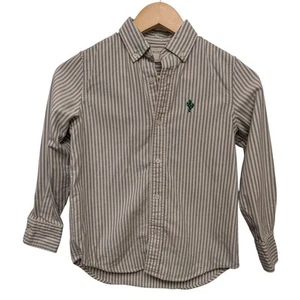 J. Crew Crewcuts Pinstriped Button Down Shirt Blue White Kids 100% Cotton Curved - Picture 1 of 6