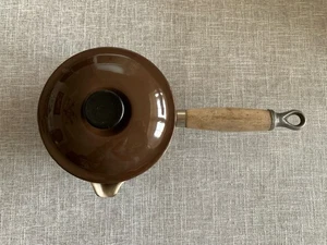 Vintage Le Creuset #14 Saucepan with Lid Brown Cast Iron France - Picture 1 of 11