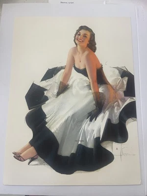 Impresión pin-up vintage Rolf Armstrong "I'm Yours" - marrón y montaje Bigelow 1948 Foto 1 de 4