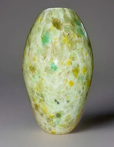 Vintage English Art Green Glass Ovoid Vase 1960s - Picture 1 of 4