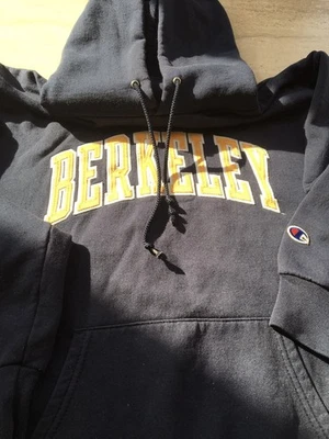 Champion Berkeley Navy Blue Hoodie Gold Lettering Mens Size M - Изображение 1 из 4