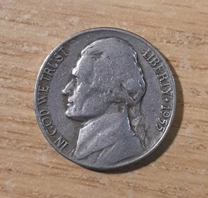 1955-D THOMAS JEFFERSON NICKEL FIVE CENTS DENVER AMERICA USA MM11 - Picture 1 of 2