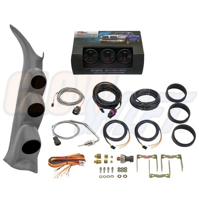 GlowShift B7 Boost EGT Fuel PSI Gauges + Gray Pod for 00-06 Chevy Duramax - Image 1 of 4
