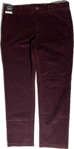 NEW 38 x 32 Mens Roundtree & Yorke Moleskin Chino Pants Flat Front Cotton Merlot - Picture 1 of 13