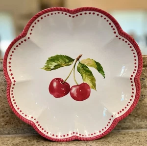 House & Garden Red Twin Cherries MELAMINE Salad Plates Set Of 4 - Picture 1 of 1