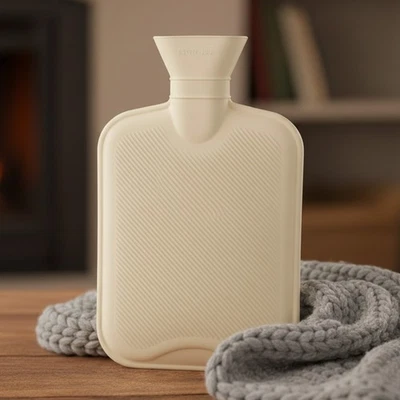 Hearth & Home 2L Hot Water Bottle – Cream & Grey Cosy Winter Gift for Comfort - Image 1 of 4