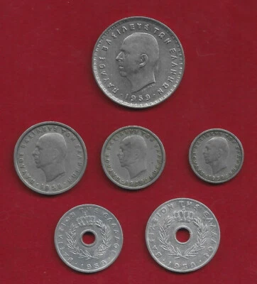 Greece 1959 King Paul reign drachma & Lepta coins set - Image 1 of 2