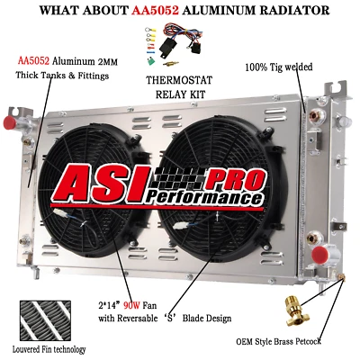 3 Row Radiator Shroud+Fan For 2014-2020 Chevy Silverado 1500 GMC Sierra Yukon Foto 1 de 4