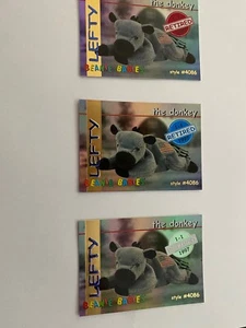 LEFTY the DONKEY TY Beanie Baby Trading Cards - Red Blue And Silver - Set Of 3 - Picture 1 of 2