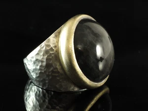 925 Sterlingsilber Ring mit Labradorit vergoldete Fassung Gr 57 - Bild 1 von 2