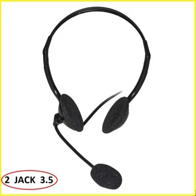 Cuffie con Microfono per pc con filo e cavo stereo jack 3.5 cuffiette auricolari - Immagine 1 di 4