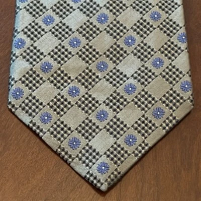 Винтажный Van Heusen зеленый синий 100% шелк мужской галстук сделано в Коста-Рике - Изображение 1 из 4