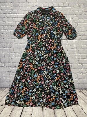 Maggy London Dress Women's US 14 Multicolor Floral Fit & Flare Witchy Whimsigoth - Image 1 of 4