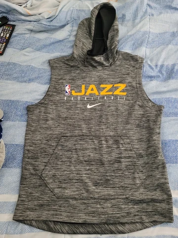 Utah Jazz Nike Mens NBA Spotlight sleeveless Pullover Hoodie Gray Large Cover