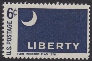 US 1345 Historic Flags Fort Moultrie Flag 1776 6c single MNH 1968 - Picture 1 of 1