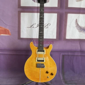 SE Santana Yellow PRS Electric Guitar Flame Maple Top Mahogany Body Tremolo Fast - Picture 1 of 7