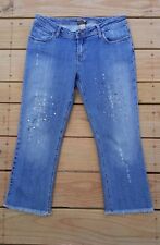 Women's Decoded Capri Jeans Size 11 Unfinished Frayed Hem Sequins 