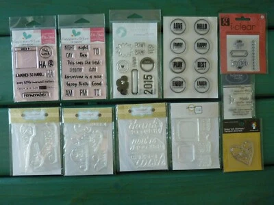 Lote de sellos de goma acrílica (11) paquetes sellados varias palabras/frases Foto 1 de 4