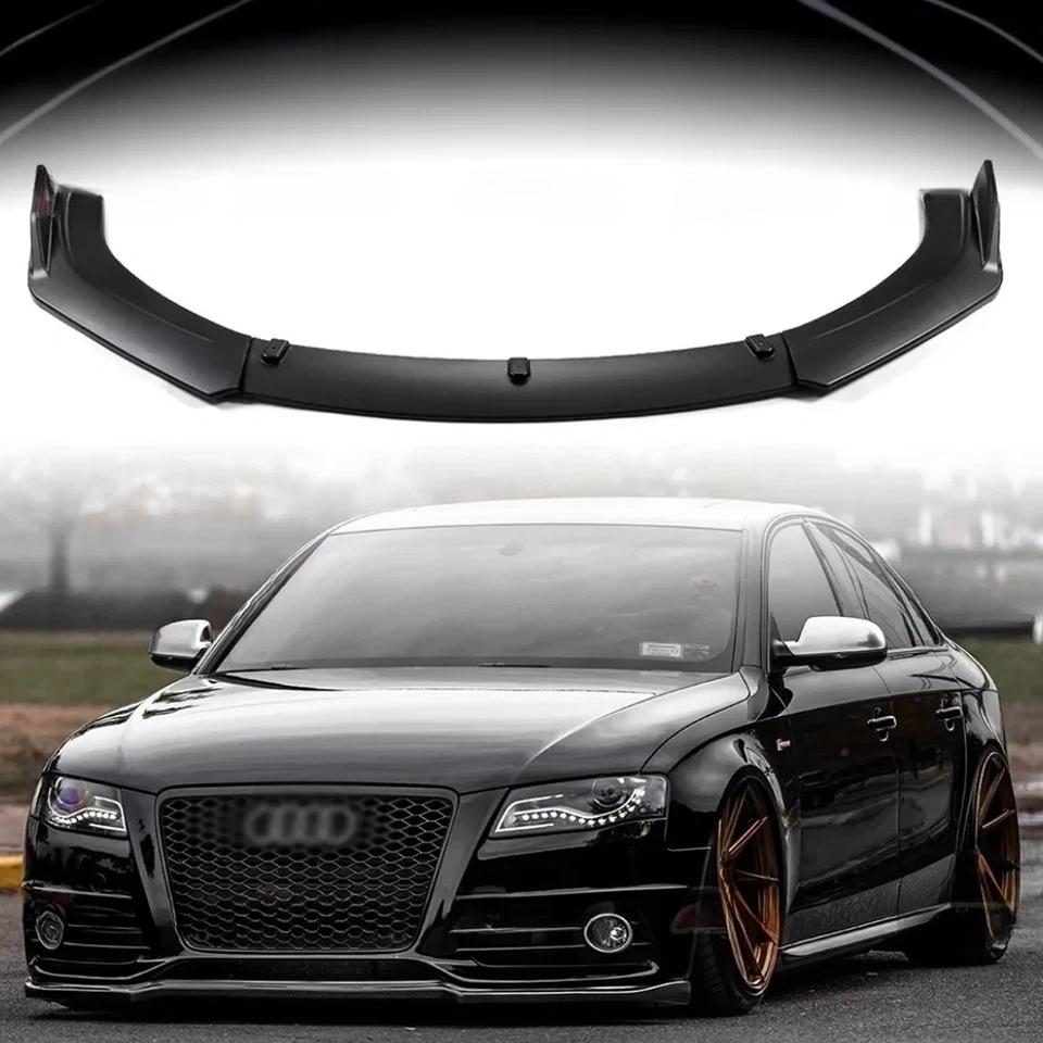 For Audi A4 S4 Rs4 2008-2012 B8 Front Bumper Lip Spoiller Splitter Matte Black Foto 1 de 4