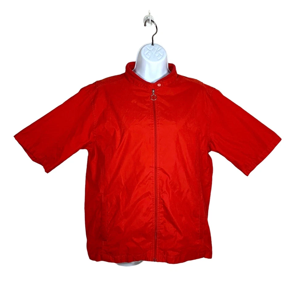 Top de manga corta vintage rojo antiguo mezcla nailon mediano para mujer años 90 al aire libre Foto 1 de 4