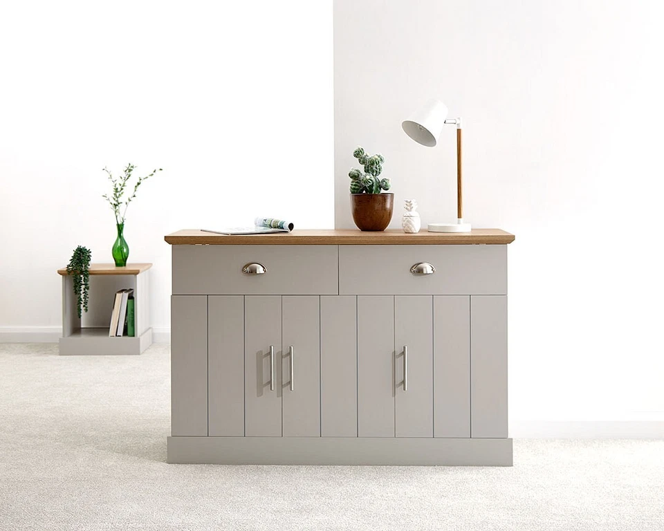 Large Sideboard 2 Drawer 3 Door Cabinent Organiser Storage Furniture Grey