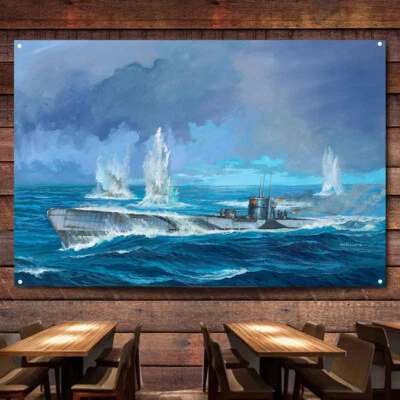 German Submarine Type IX-C U-154 Posters & Prints Banner Military Artwork Flag - Image 1 of 4