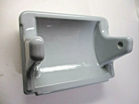 Stylon USA Deco Porcelain Mid Gray Recessed Toilet Tissue Paper Roll Holder MCM Cover