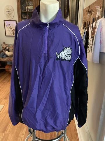 Vintage 58 Sports TCU Embroidered Jacket Pullover Men’s XL 1990’s Half-Zip Cover