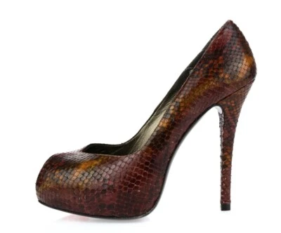 STUART WEITZMAN burgundy snake print leather peep toe pumps sz. 6.5 M NEW! - Image 1 of 4