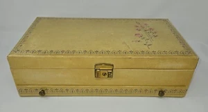 Mele Yellow Jewelry Box Blue Velvet Interior 16 Compartment Missing Mirror Rose - Picture 1 of 24