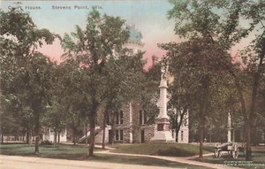 Stevens Point, Wisconsin Postcard Court House Hand Colored c 1920s S3 - Picture 1 of 2