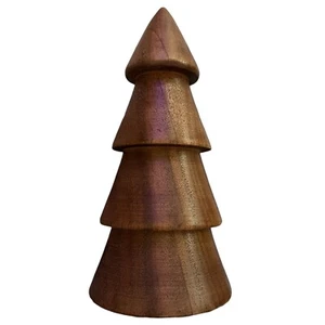 Árbol de Navidad de madera maciza 9” 4 niveles tallado rústico minimalista - Imagen 1 de 4