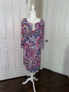 MSK WOMAN COLORFUL FLORAL PAISLEY DRESS SZ 2x - Picture 1 of 5