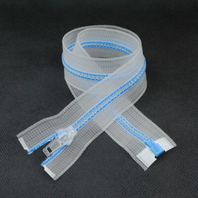 5pcs 5# Transparent Plastic Resin Open-End/Close-End Zipper with Puller 20/80cm - Image 1 of 4