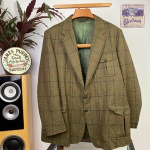 Hand Tailored (48L) TWEED Bisley Norfolk Hacking Bespoke Shooting Jacket Check - Picture 1 of 18
