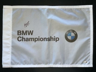 Prendedor de campeonato BMW firmado por Keegan Bradley bandera certificado de autenticidad JSA 2018 2024 campeón de golf Foto 1 de 2