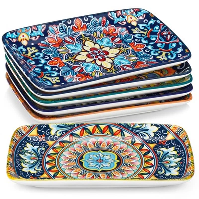 Juego de 6 platos de sushi de porcelana multicolores Vancasso 8,5"/9,5" Foto 1 de 4