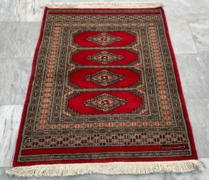 3x3 Fuß Vintage Afghan Schild Handgefertigt Bunt Teppich Traditionell Orientalisch Rot Rug - Bild 1 von 9