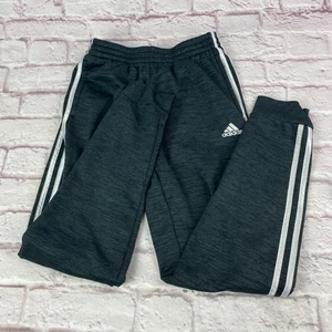 Adidas Sweatpants Track Kids Gray Size L Fleece Logo 3-Stripes Drawstring Jogger - Picture 1 of 10