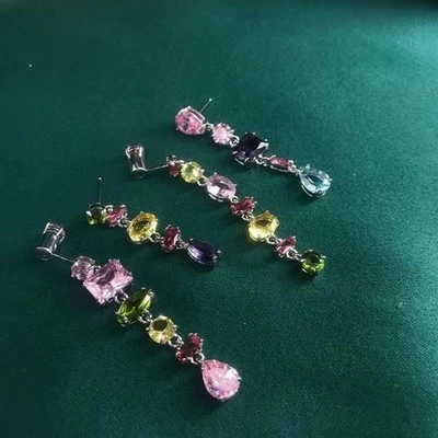 Gema teardrop shaped earrings with asymmetric design mixed cutting rhodium plate - Image 1 of 4