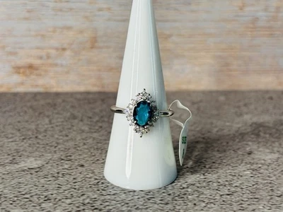 Nuevo con etiquetas RBP Topacio azul y blanco en banda de plata de ley .925. Talla 8 Foto 1 de 3