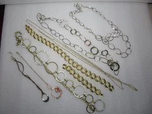 Schönes Vintage Set 8 Teile Silber & Goldfarbene Strass Halskette & 1 Armband - Bild 1 von 7