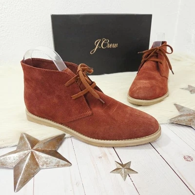 J. Crew Macalister 靴子 Burnished Pecan 麂皮绒锈棕色系带 8.5 码 — 第 1/4 张图片