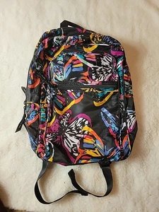 New Vera Bradley Packable Travel Backpack-Butterfly Flutter Black - Picture 1 of 8