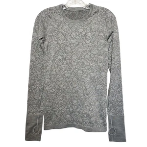 Lululemon Gr. 4/6 Rest Less Pullover Blumen Struktur Langarm Oberteil Daumenlöcher - Bild 1 von 5