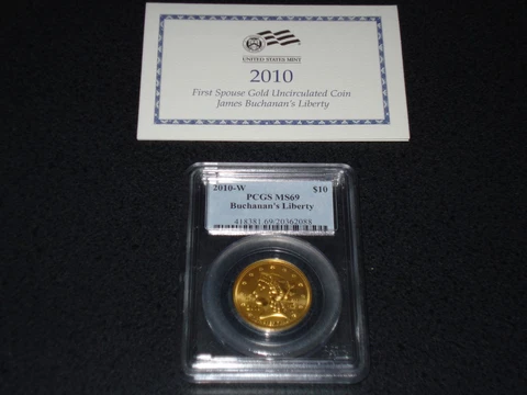 2010-W $10 Buchanan's Liberty PCGS MS69 first Spouse gold coin Cover