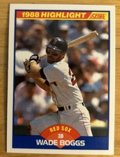 1989 Score “1988 Highlight” Wade Boggs Baseball Card #654 Red Sox High-Grade NM