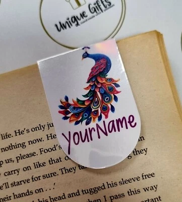 Peacock Magnetic Bookmark | Personalised | Hand Made | Book Lover Gift | Custom