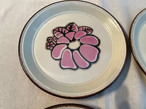 4 VINTAGE KILN CRAFT PINK FESTIVAL TEA SIDE PLATES 17cm - GREAT CONDITION - Picture 1 of 7
